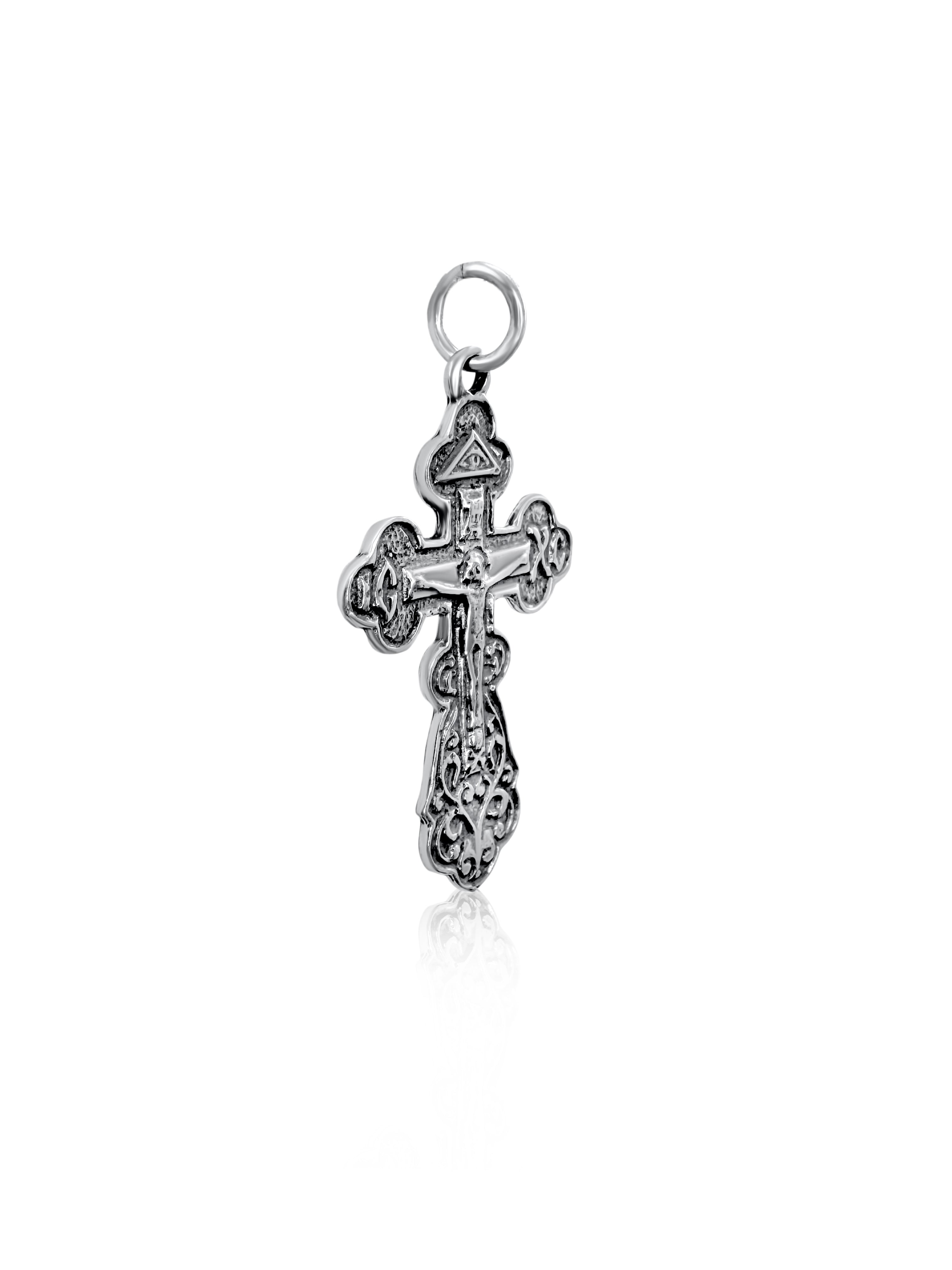 Christian silver cross necklace, Holy Land devotional jewelry
