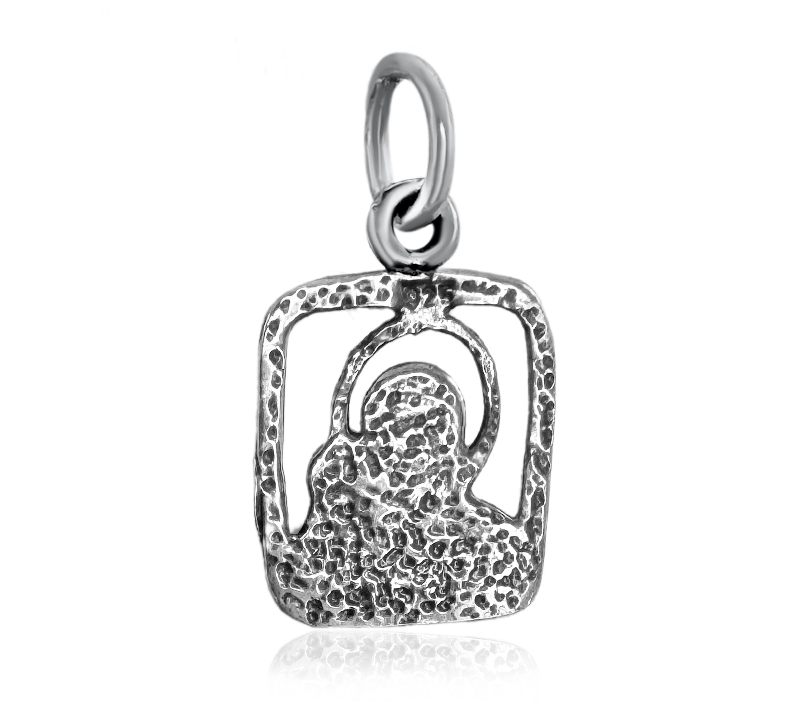 Reverse side of silver gold plated Christian icon pendant
