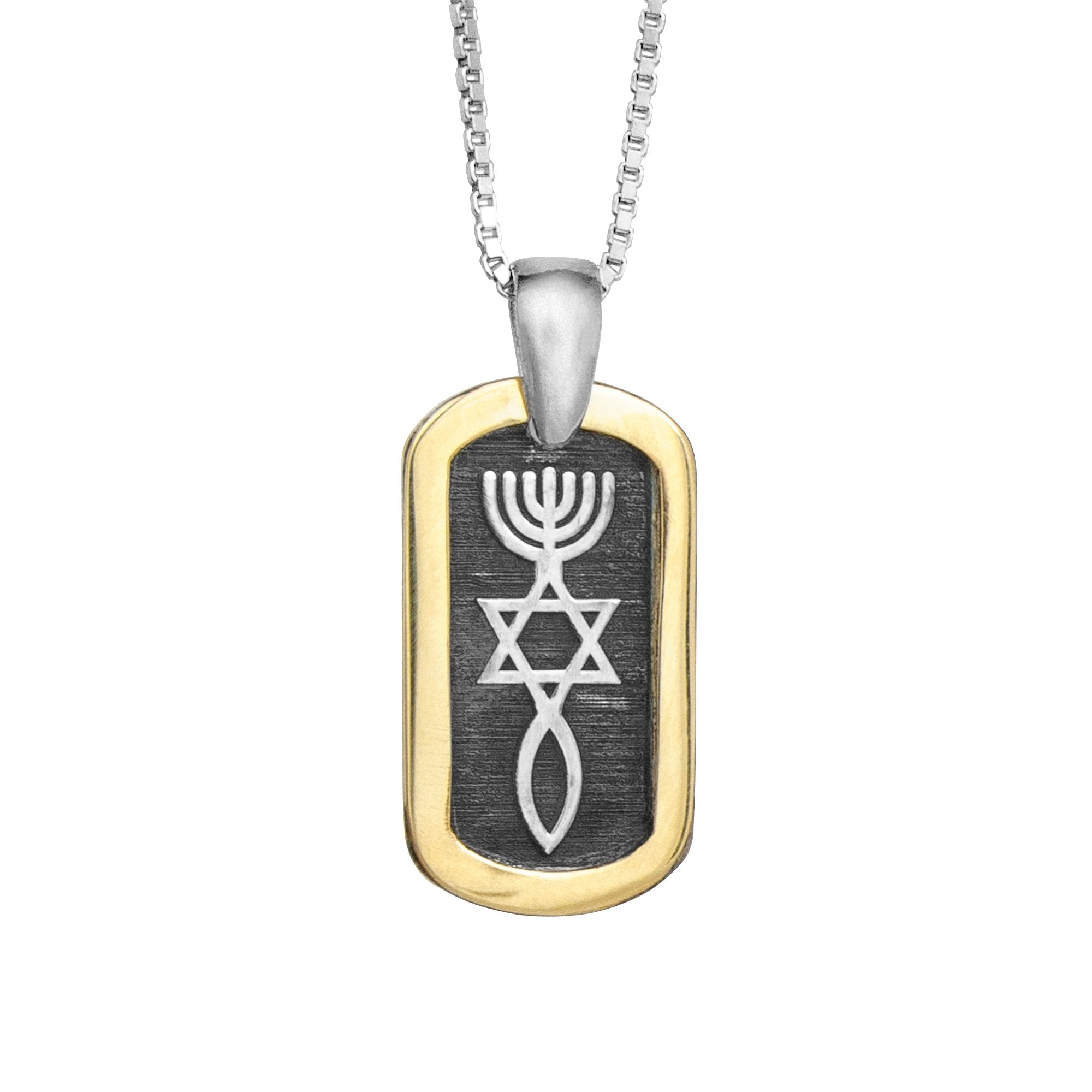 Christian Jewish necklace with Star of David cross motif
