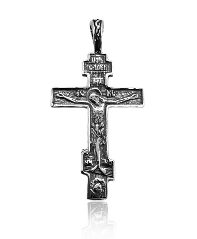 Christian silver cross necklace for prayer, Holy Sepulchre tradition
