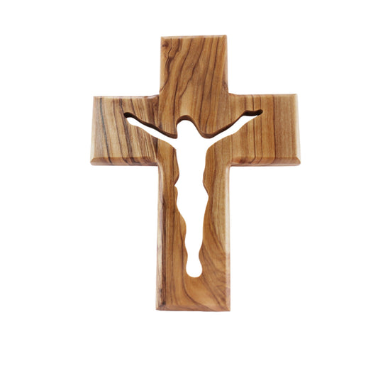 Olive Wood Hanging Wall Cross Jesus Holy Jerusalem Decor Christian 16cm/6.3"