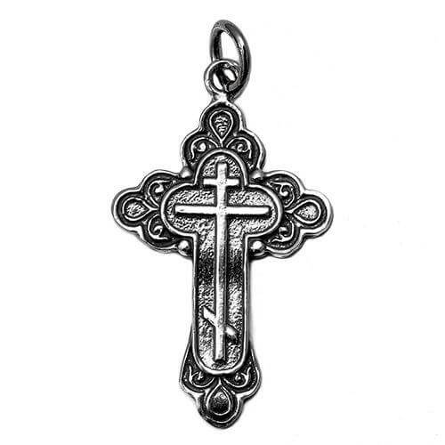 Front view of cross silver 925 pendant necklace from Jerusalem
