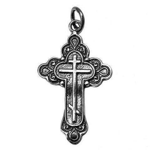Front view of cross silver 925 pendant necklace from Jerusalem
