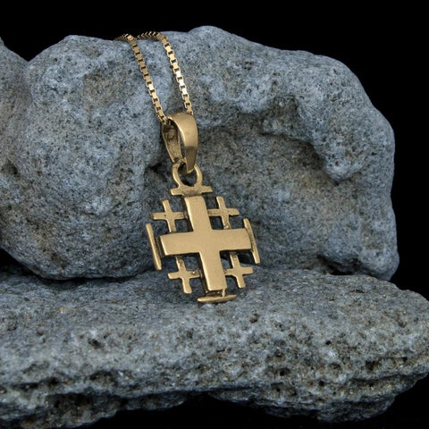 Crusader cross necklace crafted in Jerusalem, Christian jewelry
