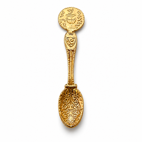 Zagrebushka Prosperity Spoon Charm 925 Silver 18K Gold Plated Wallet Token