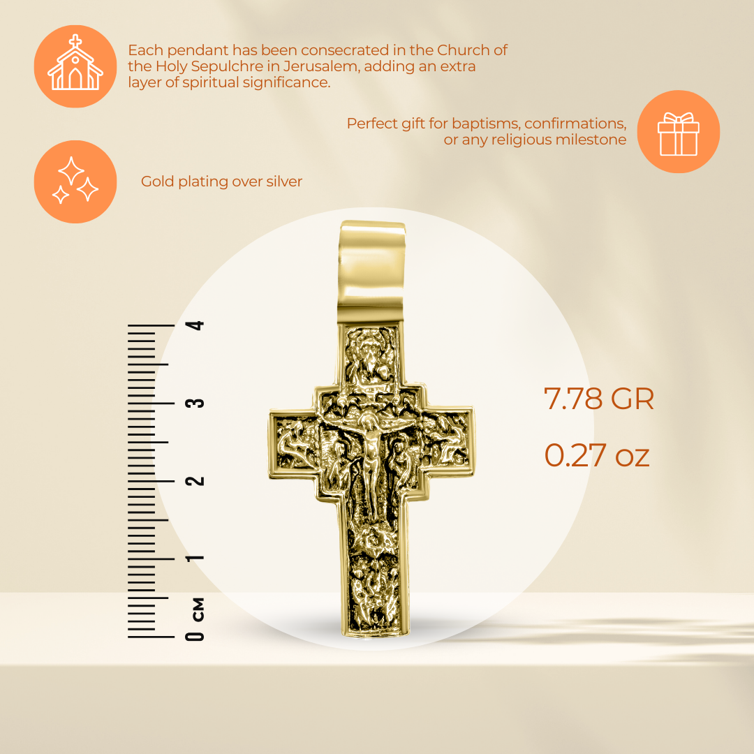 Double-sided Orthodox cross necklace, Jerusalem faith gift
