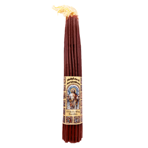 33pcs Blessed Red Holy Beeswax Church Candles from Jerusalem Holy Land 11"/28cm