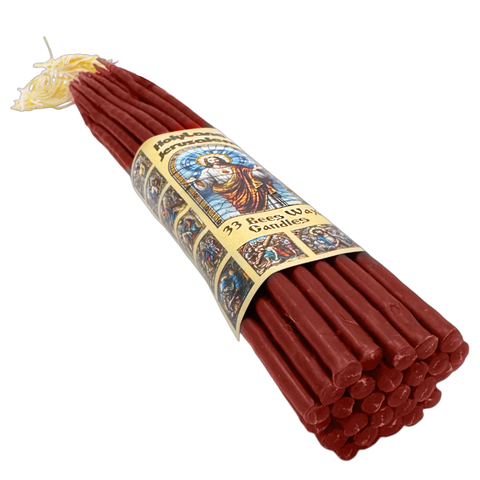 33pcs Blessed Red Holy Beeswax Church Candles from Jerusalem Holy Land 11"/28cm