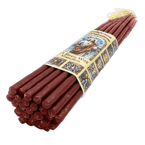 33pcs Blessed Red Holy Beeswax Church Candles from Jerusalem Holy Land 11"/28cm