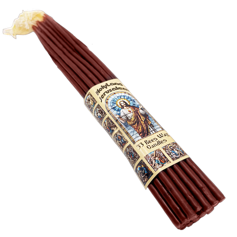 33pcs Blessed Red Holy Beeswax Church Candles from Jerusalem Holy Land 11"/28cm