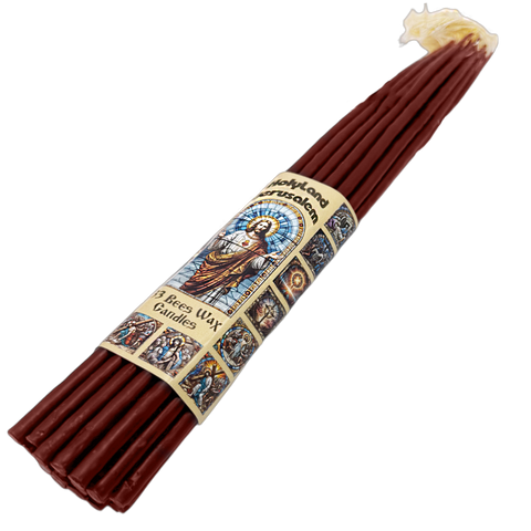 33pcs Blessed Red Holy Beeswax Church Candles from Jerusalem Holy Land 11"/28cm