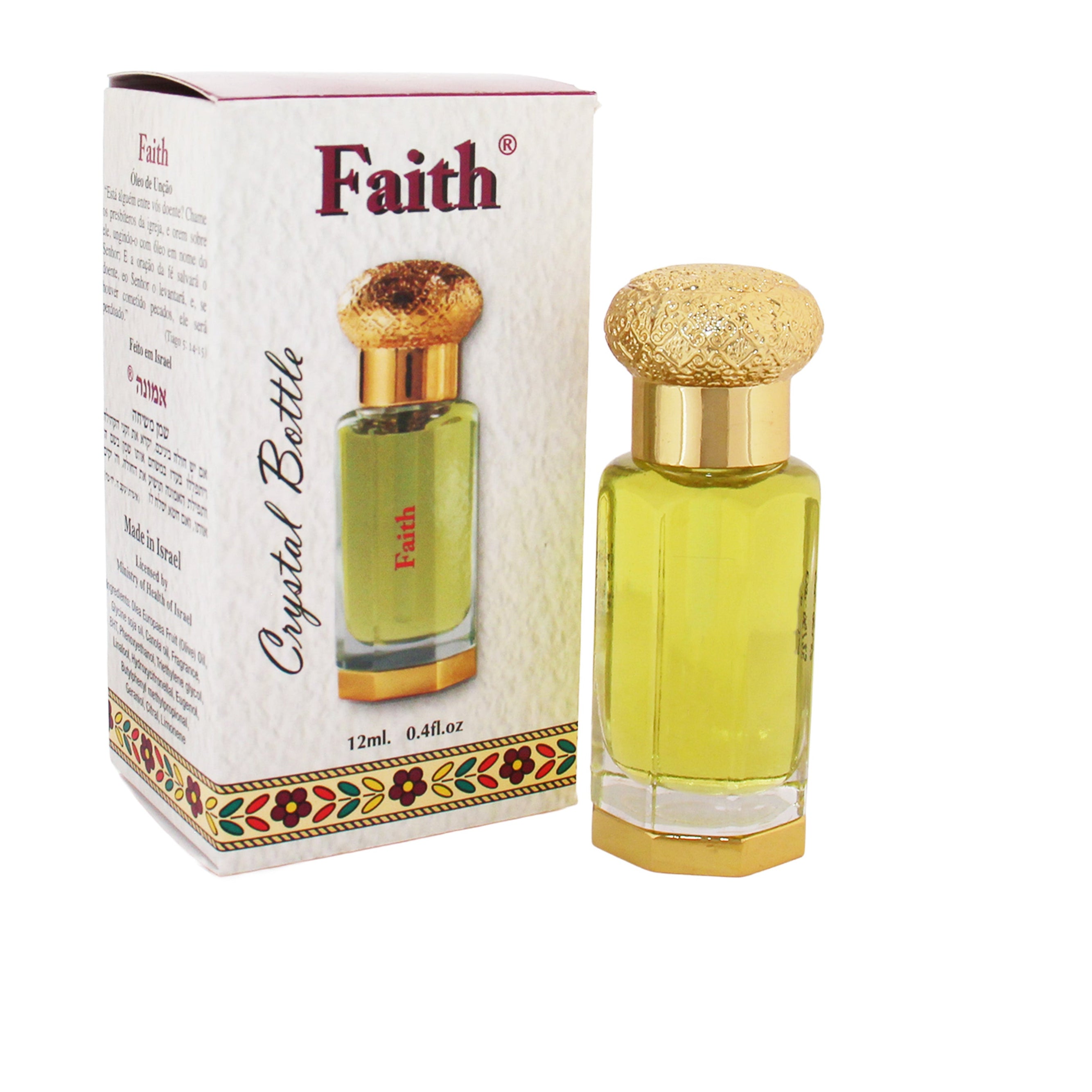 faith anointing oil by ein gedi in 12ml crystal bottle for biblical prayer