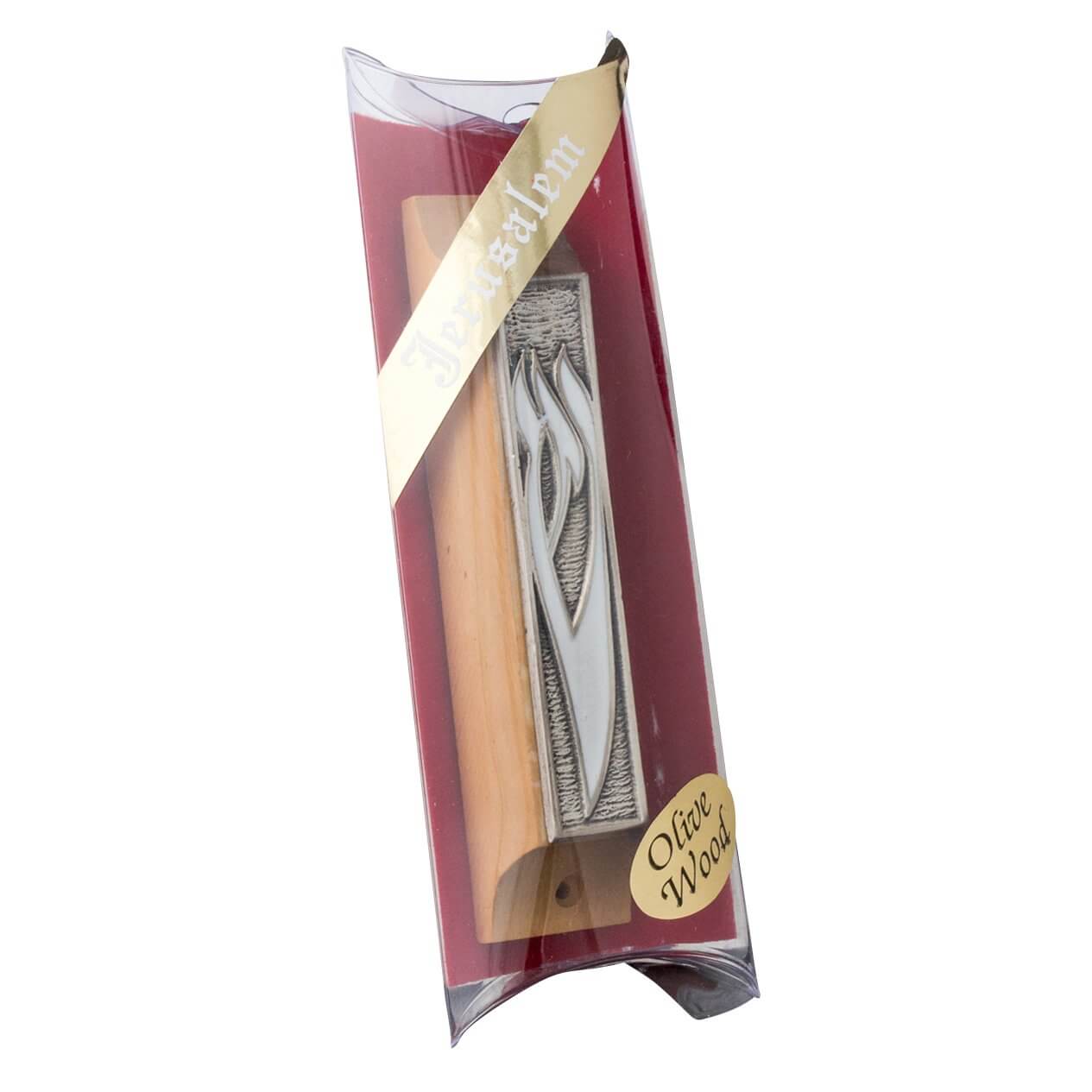 Enameled mezuzah with Torah scroll inside