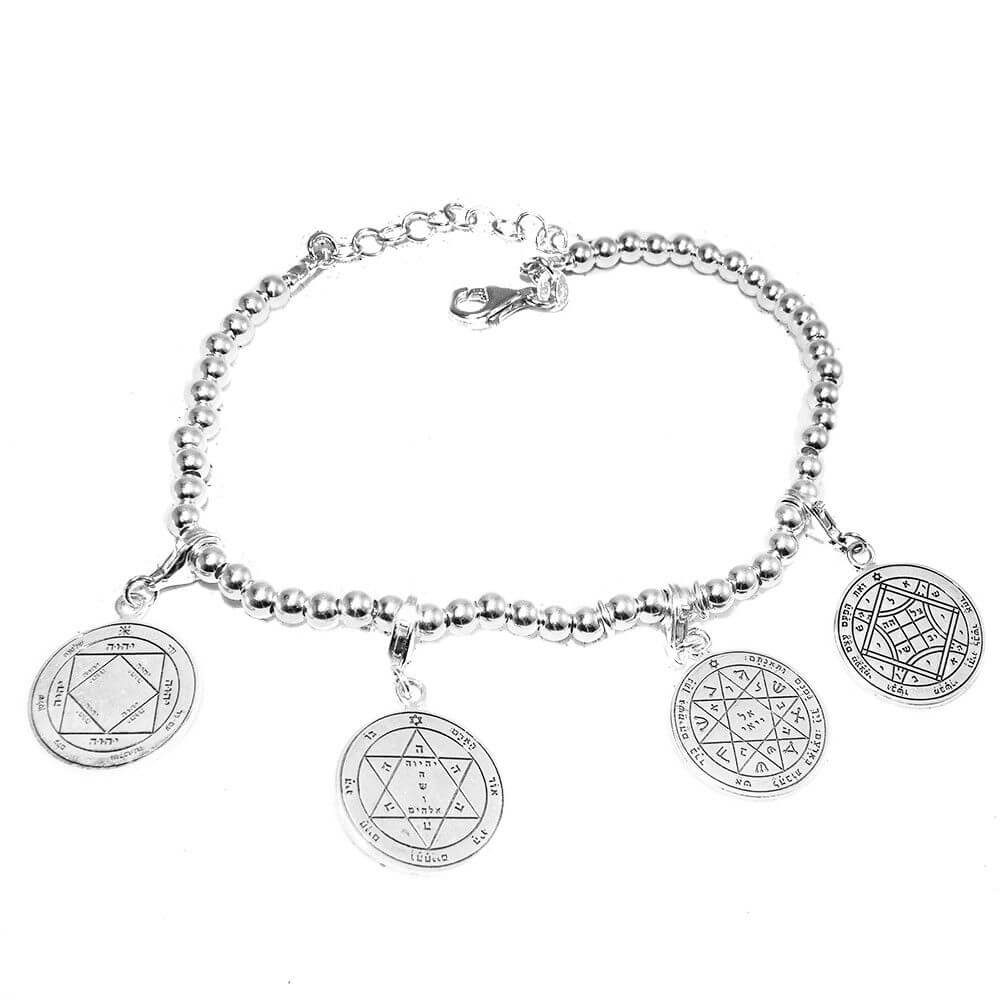 Front view against evil eye seal pentacle king solomon wisdom pendant silver