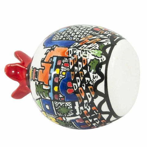 Decorative Ceramic Pomegranate – Panoramic Views of Jerusalem Design 3.5"