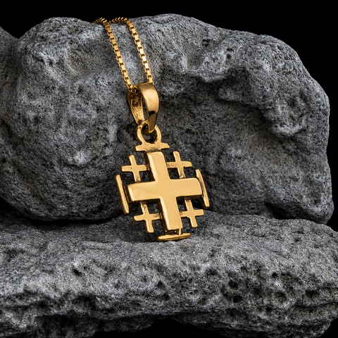 Gold Plated Crusader Cross Pendant – Holy Land Christian Gift