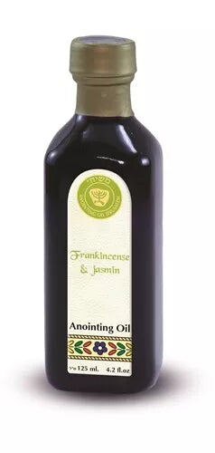 rankincense & Jasmine by Ein Gedi holy anointing oil in cobalt glass for prayer and worship