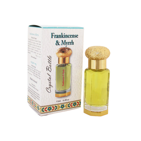 Frankincense and myrrh anointing oil crystal bottle for prayer and worship