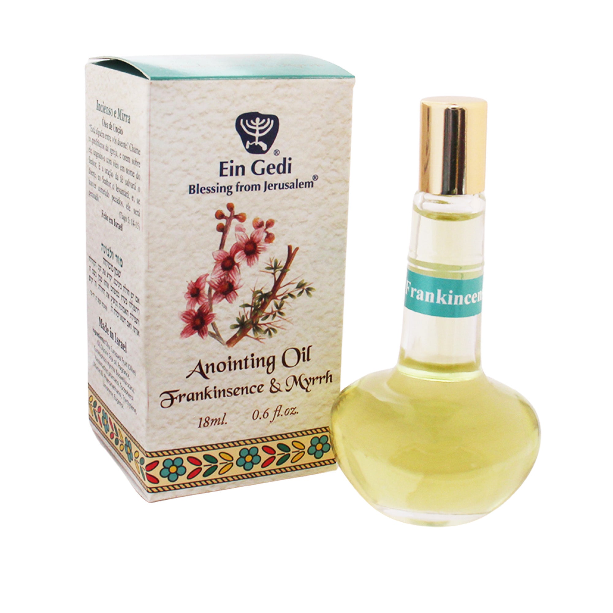 Authentic Frankincense and Myrrh anointing oil by Ein Gedi for prayer, worship, and altar use
