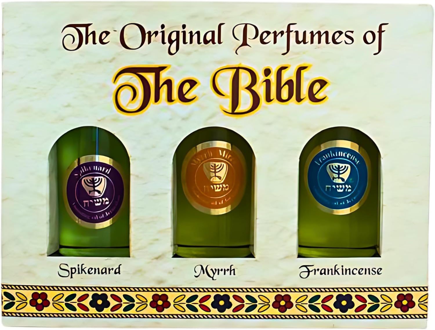 Glass vials angled, olive-oil base with scriptural blends