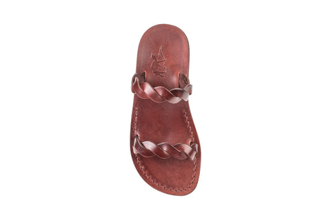 genuine leather braid Jesus sandals with Christian heritage symbolism
