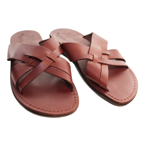 Genuine leather Holy Land sandals with braided straps