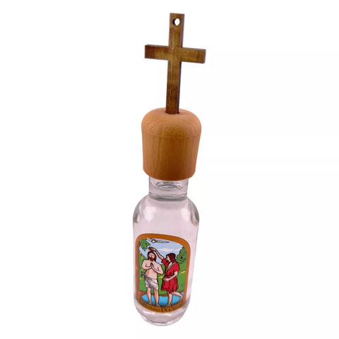 Glass bottle of Jordan River water for home blessing

