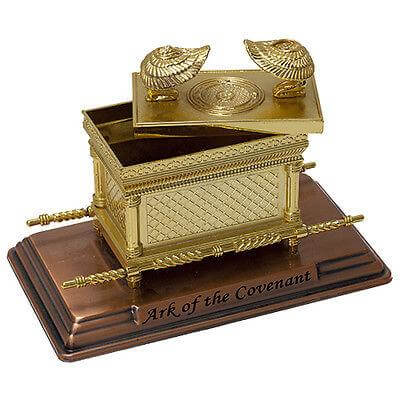 angled side ark of the covenant gold plated copper figurine

