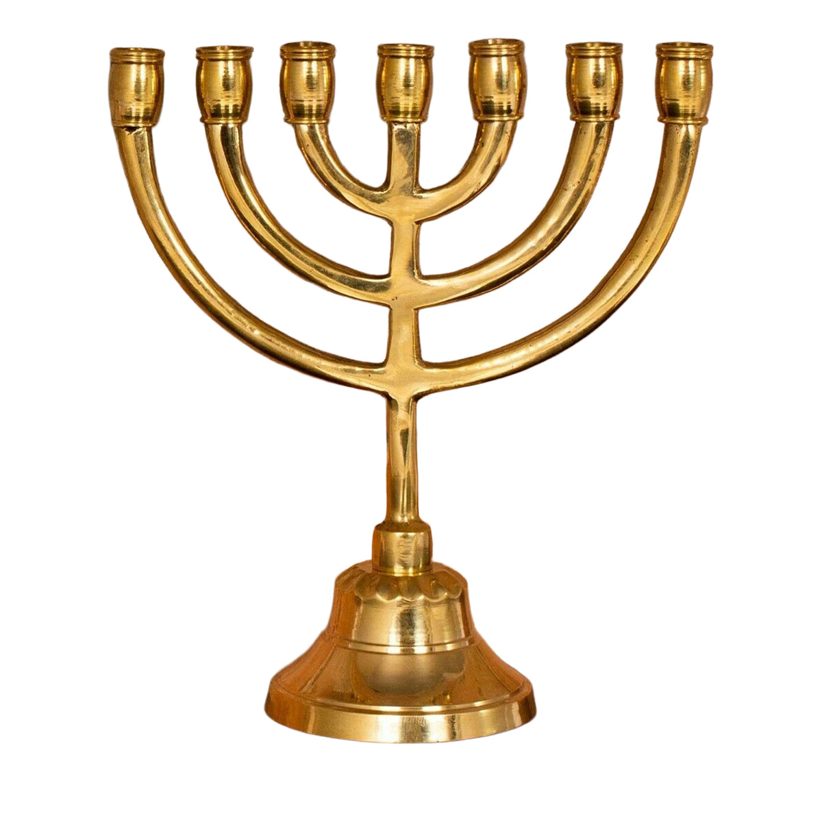 gold brass vintage menorah seven branch replica

