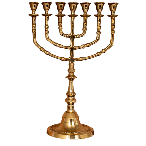 gold brass vintage menorah temple style altar decor
