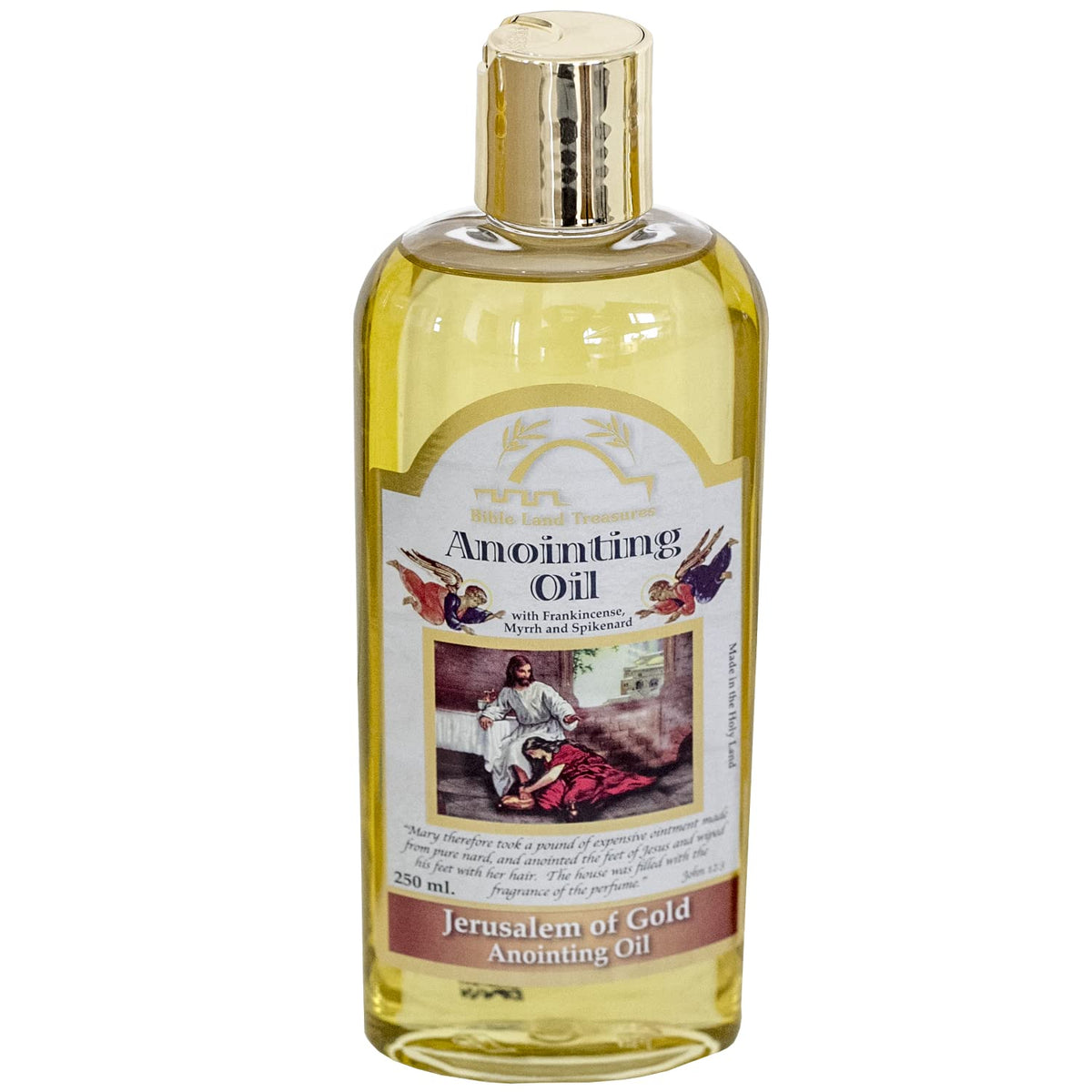 Gold of Jerusalem anointing oil bottle with biblical fragrance from the Holy Land

