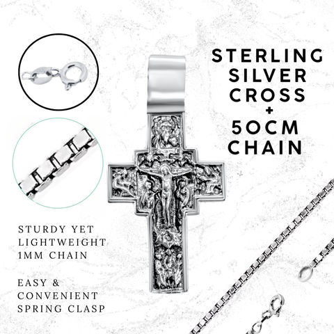 Gold-plated Eastern Orthodox cross pendant, Holy Land craft
