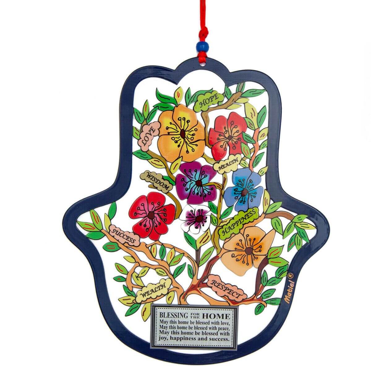 Hand painted Hamsa wall decor with flowers
