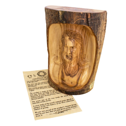 Full handmade olive wood Jesus bust devotional statue
