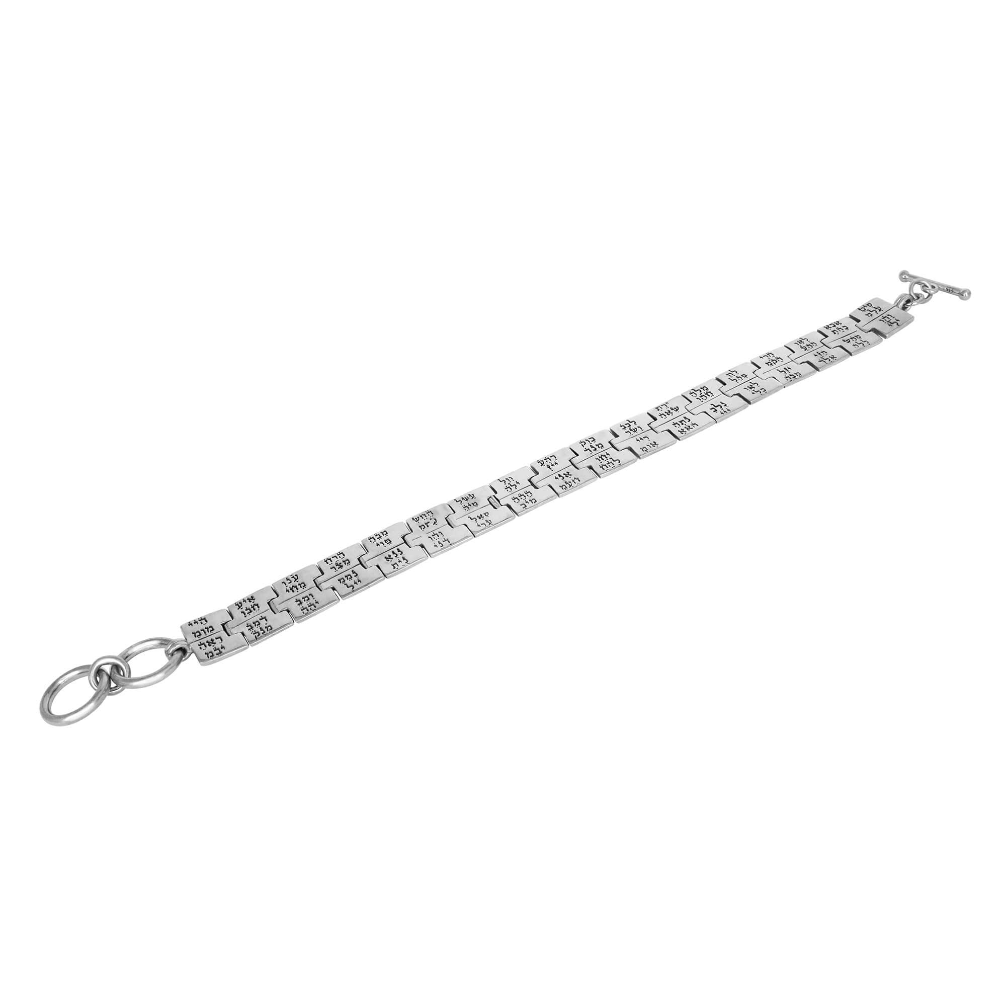 Reverse side of 72 names of God hebrew bracelet sterling silver 925
