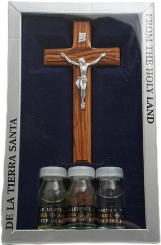Holy Land religious gift set with crucifix and four sacred items