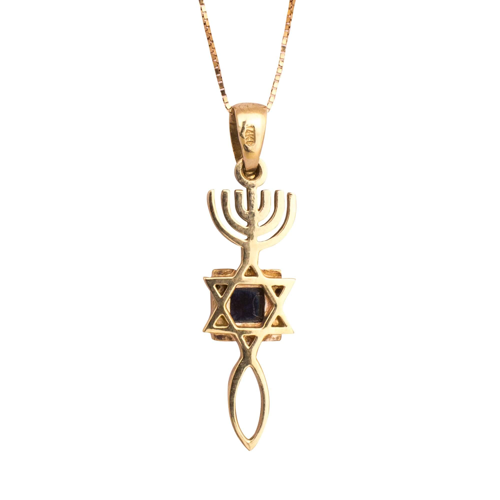 Holy Land necklace 14K gold Messianic emblem jewelry
