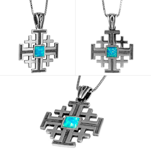 buy sterling silver Jerusalem Cross pendant from Holy Land
