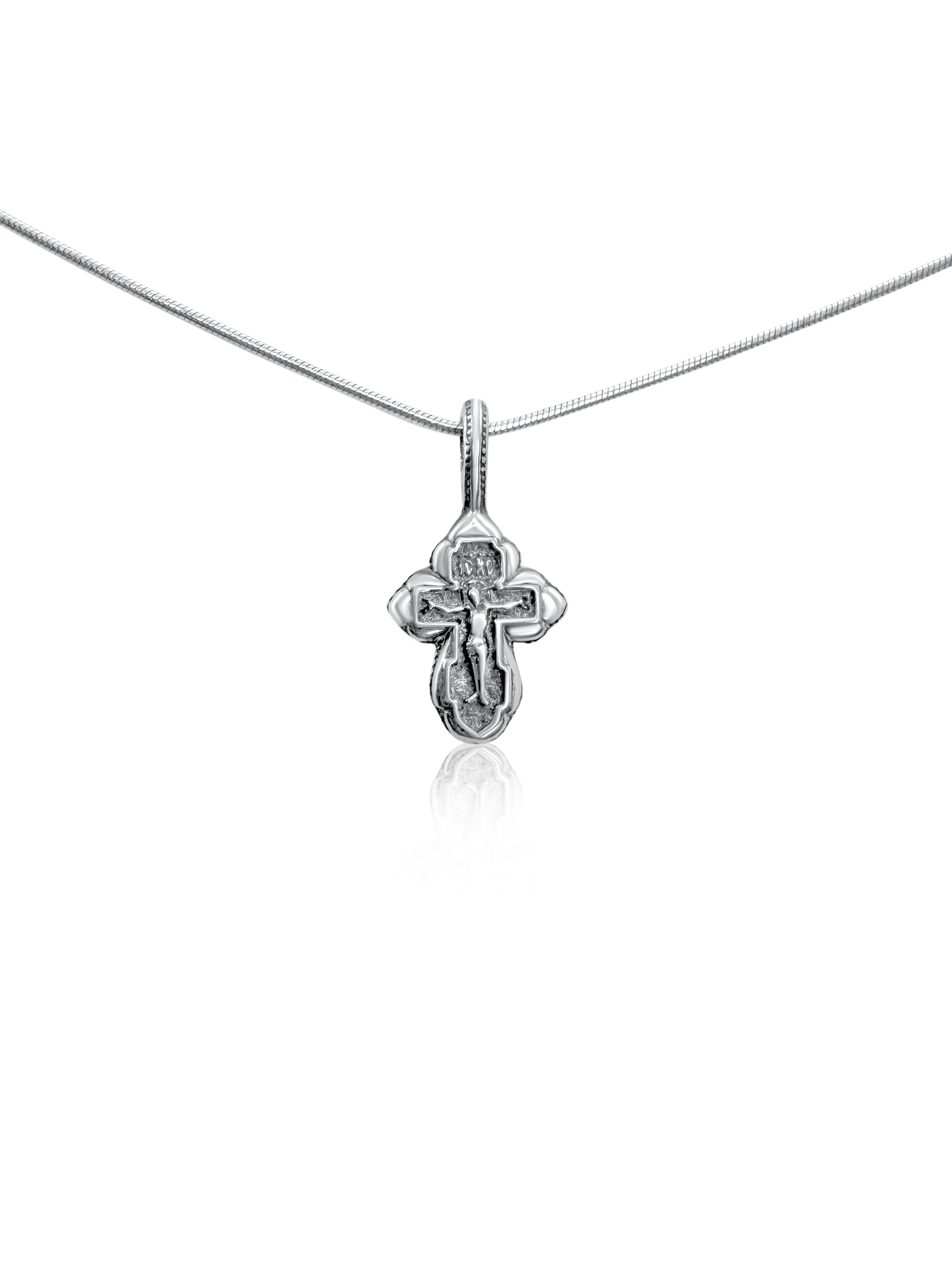Holy Land children’s crucifix necklace, gentle devotional gift
