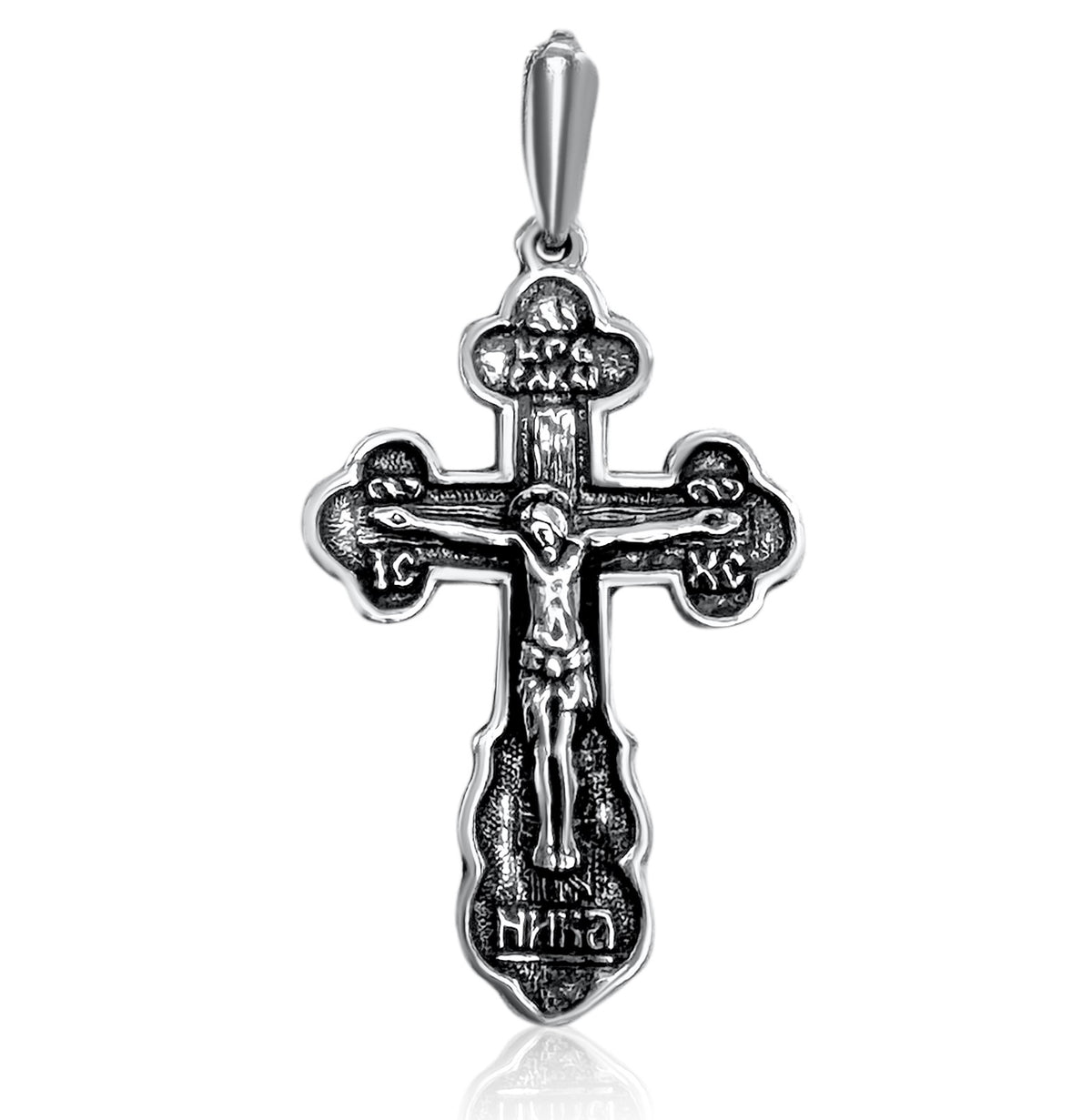 Holy Land silver cross necklace, 925 sterling crucifix pendant
