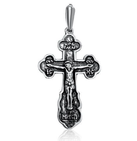 Holy Land silver cross necklace, 925 sterling crucifix pendant
