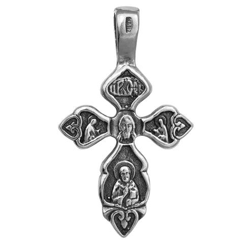 Holy Land silver cross necklace, sterling 925 devotional pendant