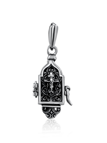 Holy Land silver pendant featuring Virgin Mary and baby Jesus
