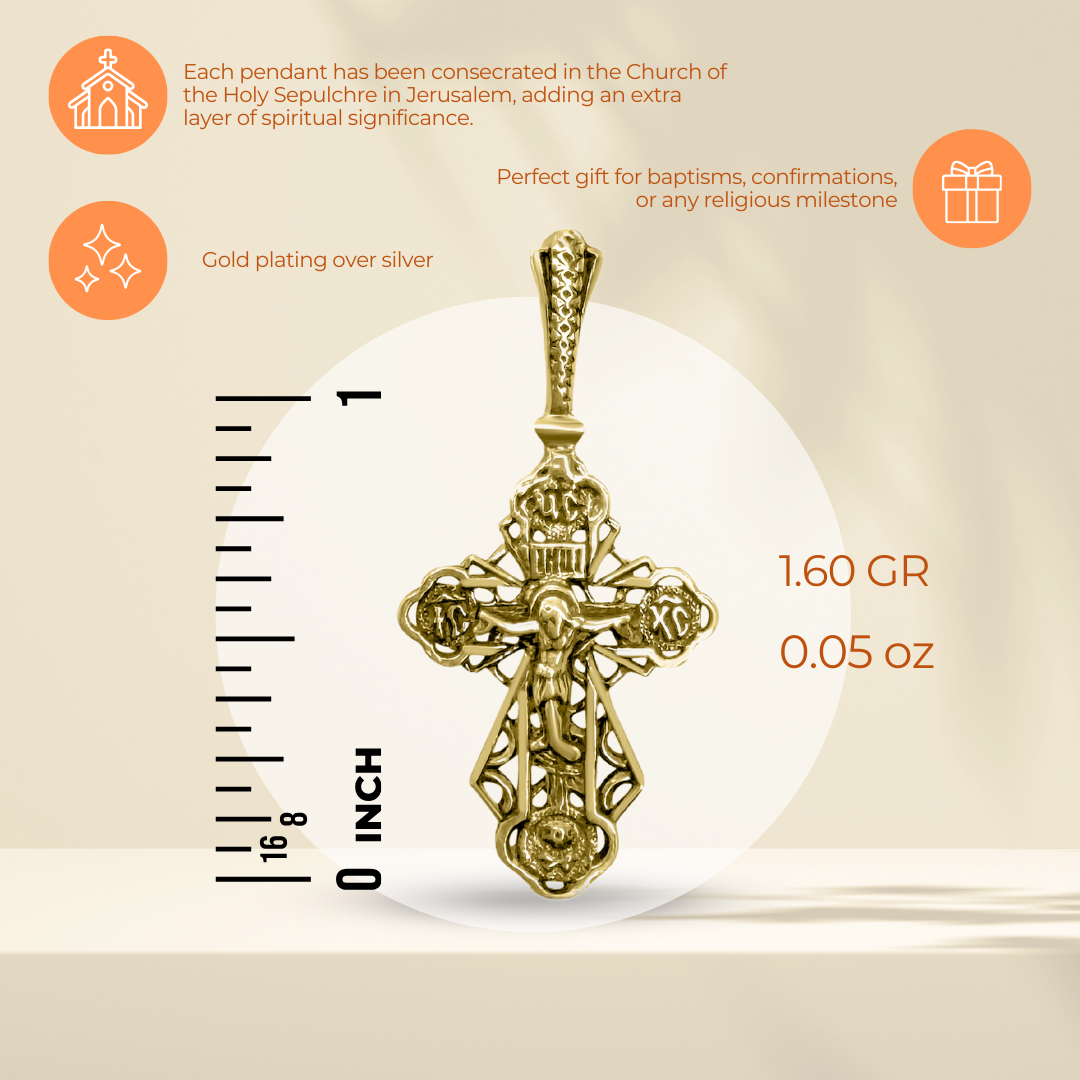 Holy Sepulchre inspired crucifix pendant — daily prayer
