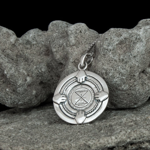 King Solomon Pendant 925 Sterling Silver – Third Pentacle of Venus Seal Necklace, Medallion with Hamsa Hands