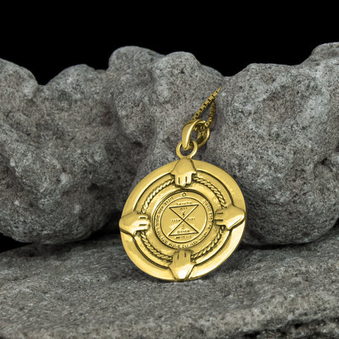 King Solomon Pendant 925 Sterling Silver – Third Pentacle of Venus Seal Necklace, Medallion with Hamsa Hands