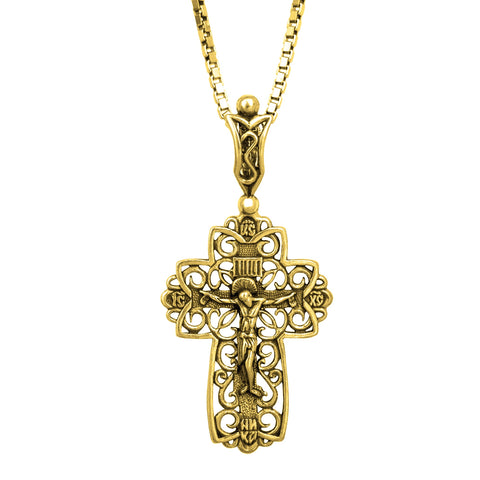 shop INRI crucifix necklace sterling — Jerusalem tradition
