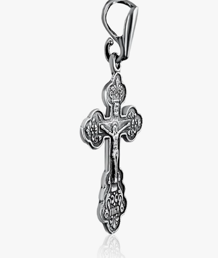 925 silver crucifix pendant with INRI detail, Holy Land craft
