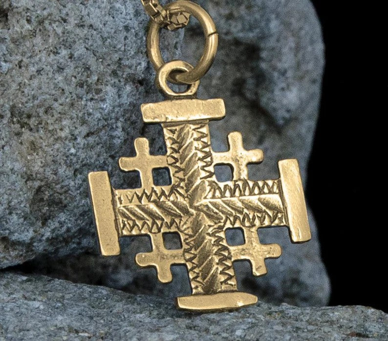 Christian Jerusalem Cross silver jewelry, polished minimalist look
