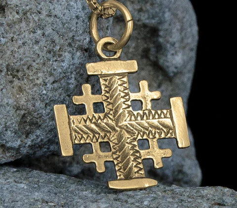 Christian Jerusalem Cross silver jewelry, polished minimalist look
